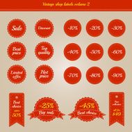 Collection of vintage shop labels - sales and offers