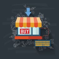 Shop on blackboard background vector N2