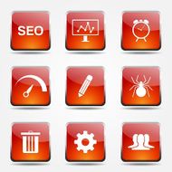 SEO Internet Sign Square Vector Orange Icon Design Set 8 N11