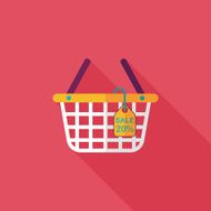 shopping basket flat icon with long shadow eps10 N49