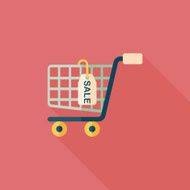 shopping cart flat icon with long shadow eps10 N96