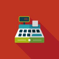 shopping cash register flat icon with long shadow eps10 N43