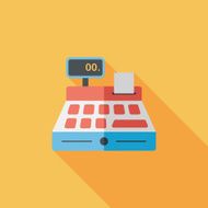 shopping cash register flat icon with long shadow eps10 N44