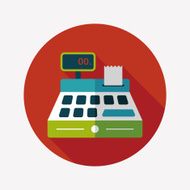 shopping cash register flat icon with long shadow eps10 N45