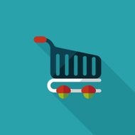 shopping cart flat icon with long shadow eps10 N97