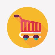 shopping cart flat icon with long shadow eps10 N98