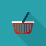 shopping basket flat icon with long shadow eps10 N51