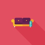 shopping sale sofa flat icon with long shadow eps10 N6