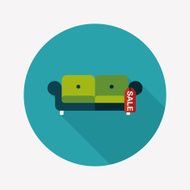 shopping sale sofa flat icon with long shadow eps10 N7