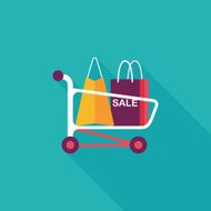 shopping cart flat icon with long shadow eps10 N101