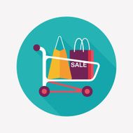 shopping cart flat icon with long shadow eps10 N102
