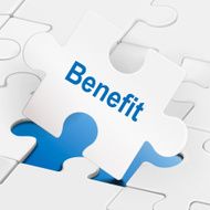 benefit word on white puzzle pieces