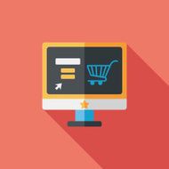 online shopping flat icon with long shadow eps10 N83