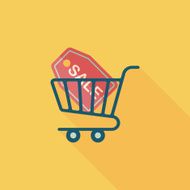 shopping cart flat icon with long shadow eps10 N103