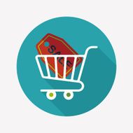 shopping cart flat icon with long shadow eps10 N104