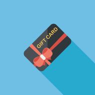 shopping gift card flat icon with long shadow eps10 N6