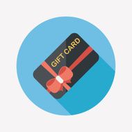 shopping gift card flat icon with long shadow eps10 N7