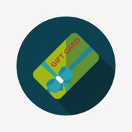 shopping gift card flat icon with long shadow eps10 N8