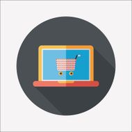 online shopping flat icon with long shadow eps10 N86