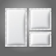 Blank white plastic sachets for coffee sugar salt spices medicine