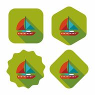 Sailboat flat icon with long shadow N7