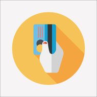 shopping credit card flat icon with long shadow eps10 N21