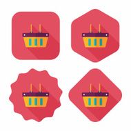shopping basket flat icon with long shadow eps10 N52