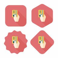 shopping credit card flat icon with long shadow eps10 N24