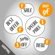 orange shopping circle stickers N2