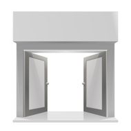 The door to the store on a white background