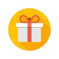 Flat White Gift Box Present with Red Bow icon