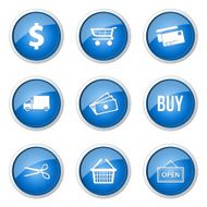 Shopping Sign Blue Vector Button Icon Design Set N11