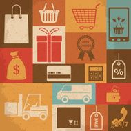 Retro shopping icons Vector illustration N2
