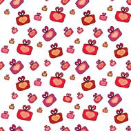 Seamless pattern with gifts hearts