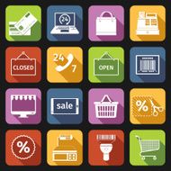 E-commerce icons set flat N3