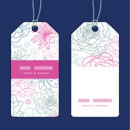 Vector gray and pink lineart florals vertical stripe frame pattern N2