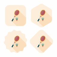 badminton racket and ball flat icon with long shadow eps10 N14