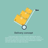 delivery concept - hand truck and stack of boxes