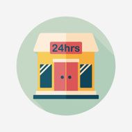 Building convenient store flat icon with long shadow eps10 N19