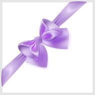 Violet bow with ribbon located diagonally