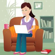 Woman at home computing on lap