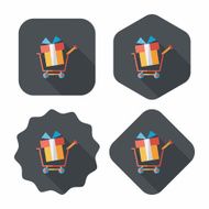 shopping cart flat icon with long shadow N30