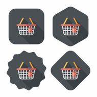 shopping basket flat icon with long shadow eps10 N54
