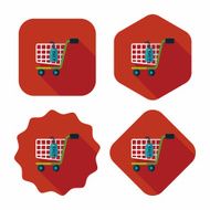shopping cart flat icon with long shadow eps10 N110