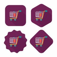 shopping cart flat icon with long shadow eps10 N111