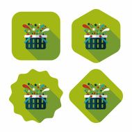 shopping basket flat icon with long shadow eps10 N55