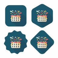 shopping basket flat icon with long shadow eps10 N56