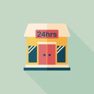 Building convenient store flat icon with long shadow eps10 N20