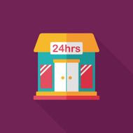 Building convenient store flat icon with long shadow eps10 N21