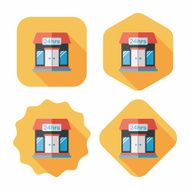 Building convenient store flat icon with long shadow eps10 N23